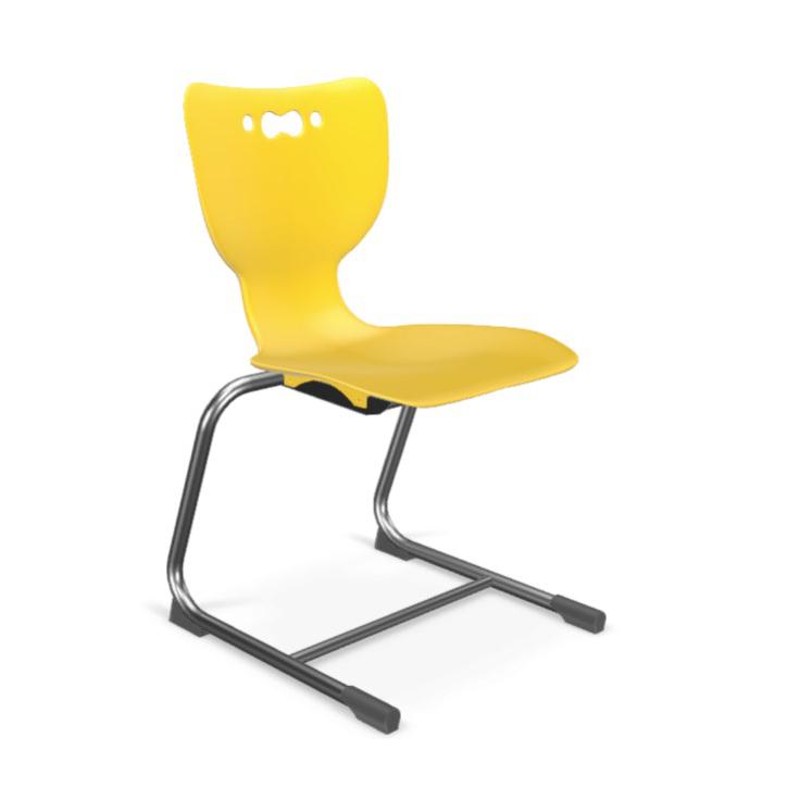 Hierarchy Cantilever School Chair,  18" Height, Chrome Frame, Yellow Shell. Picture 1