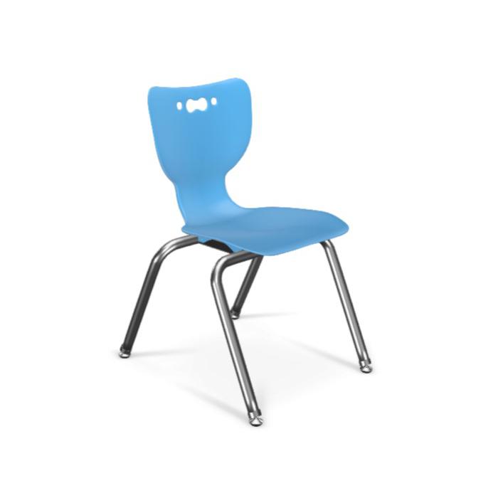 Hierarchy School Chair, 4-Leg, 14" Height, Chrome Frame, Blue Shell. Picture 1
