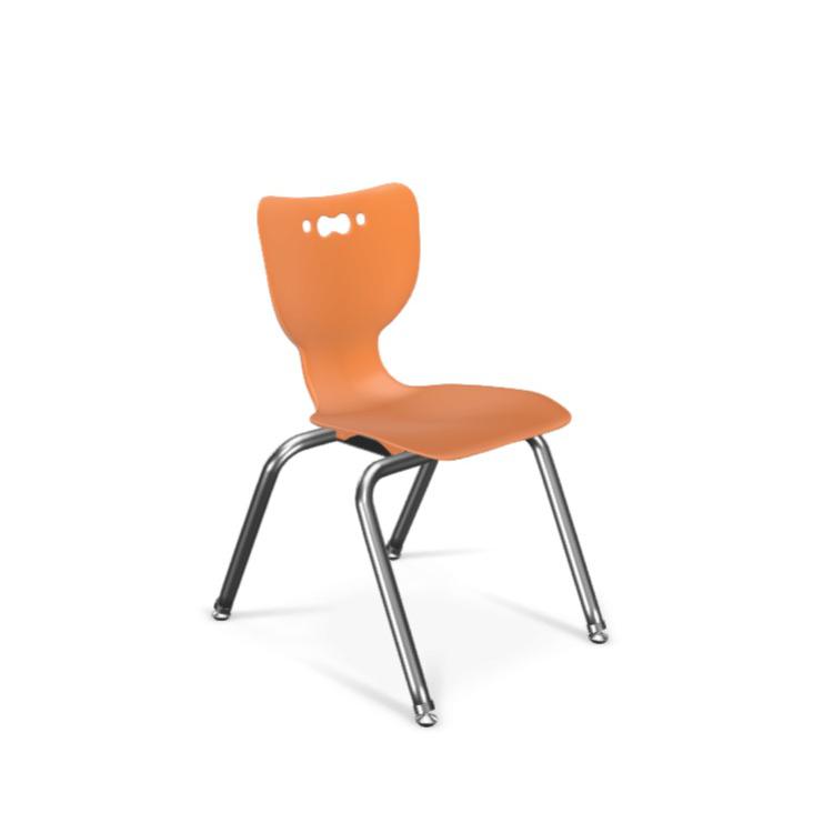 Hierarchy School Chair,  4-Leg, 14" Height, Chrome Frame, Orange Shell. Picture 1