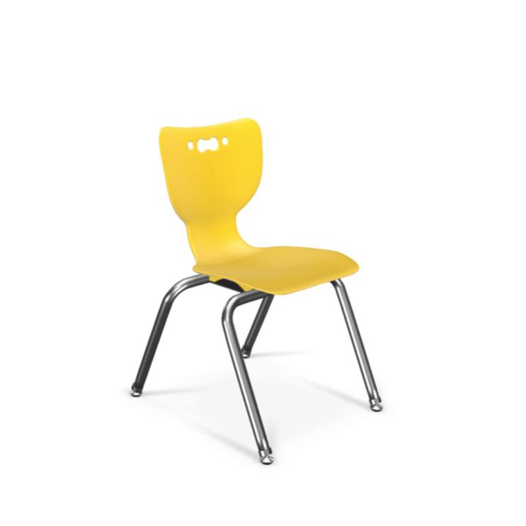 Hierarchy School Chair, 4-Leg, 14" Height, Chrome Frame, Yellow Shell. Picture 1
