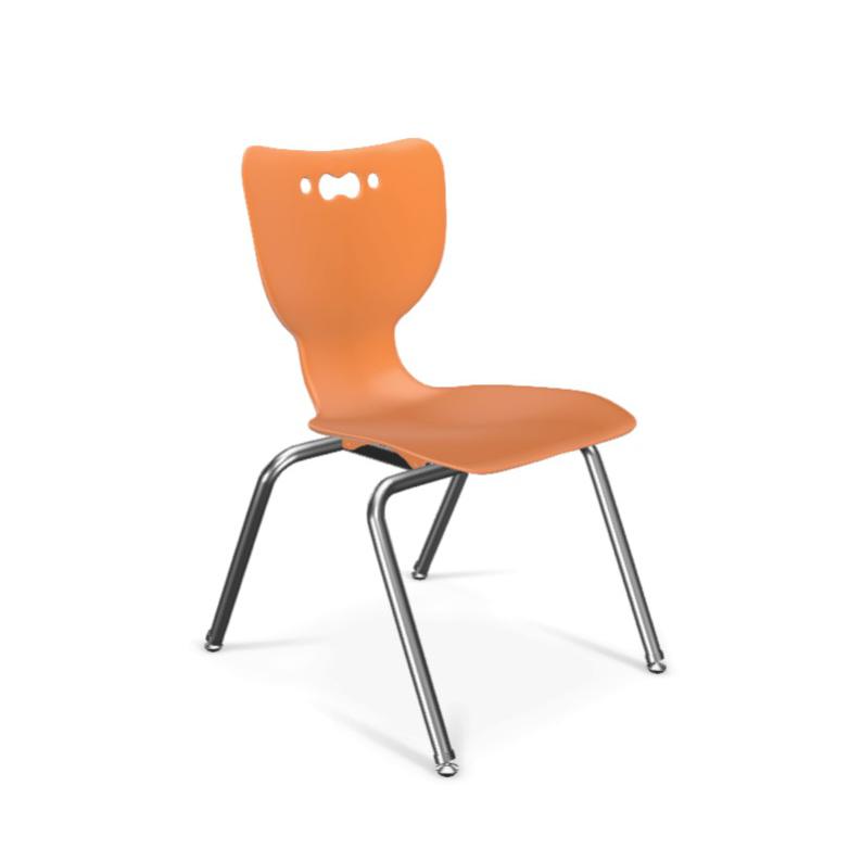 Hierarchy School Chair, 4-Leg, 16" Height, Chrome Frame, Orange Shell. Picture 1