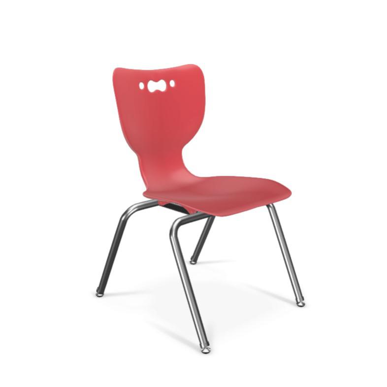 Hierarchy School Chair, 4-Leg, 16" Height, Chrome Frame, Red Shell. Picture 1