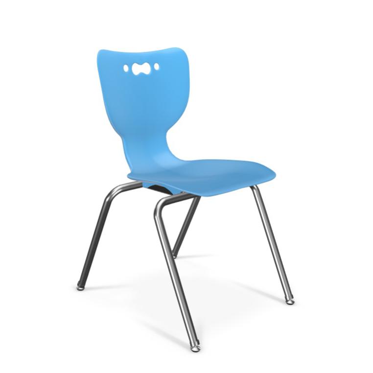 Hierarchy School Chair, 4-Leg, 18" Height, Chrome Frame, Blue Shell. Picture 1