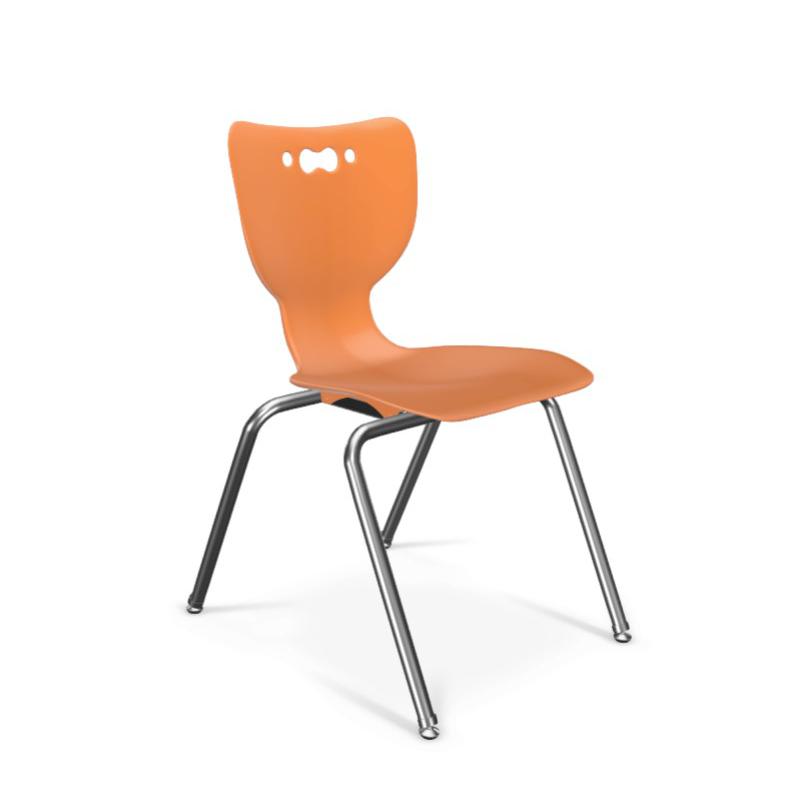 Hierarchy School Chair, 4-Leg, 18" Height, Chrome Frame, Orange Shell. Picture 1