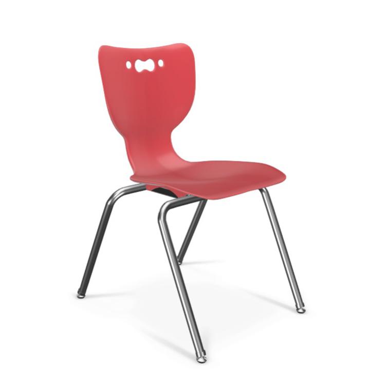 Hierarchy School Chair, 4-Leg, 18" Height, Chrome Frame, Red Shell. The main picture.