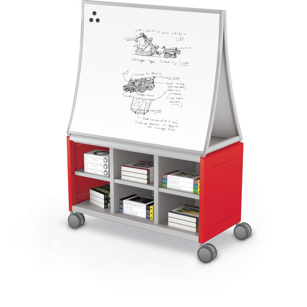 Compass Cabinet - Maxi H1 -Cubbies / Casters / Ogee Board - Red. Picture 2