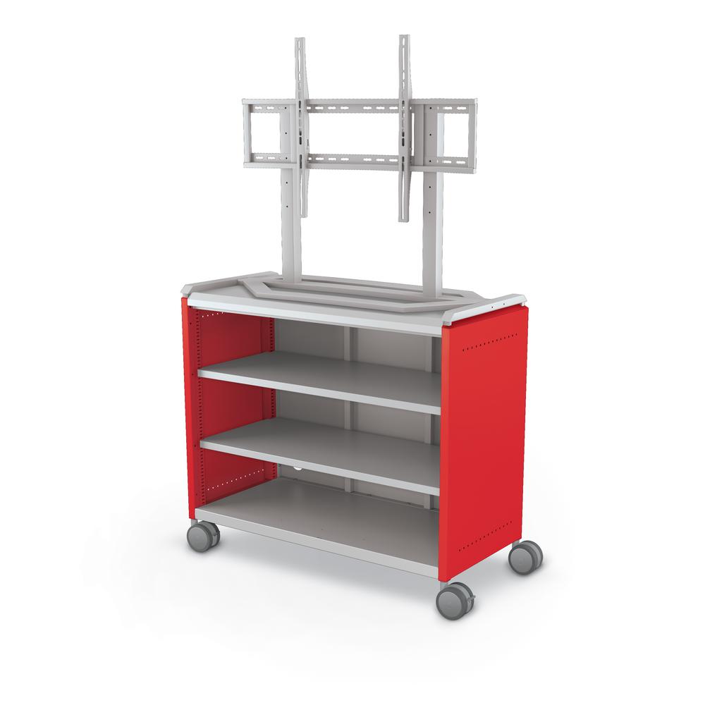 Compass Cabinet - Maxi H2 -Shelves / Casters / TV Mount - Red. Picture 1