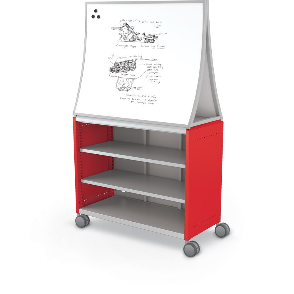 Compass Cabinet - Maxi H2 -Shelves / Casters / Ogee Board - Red. Picture 1