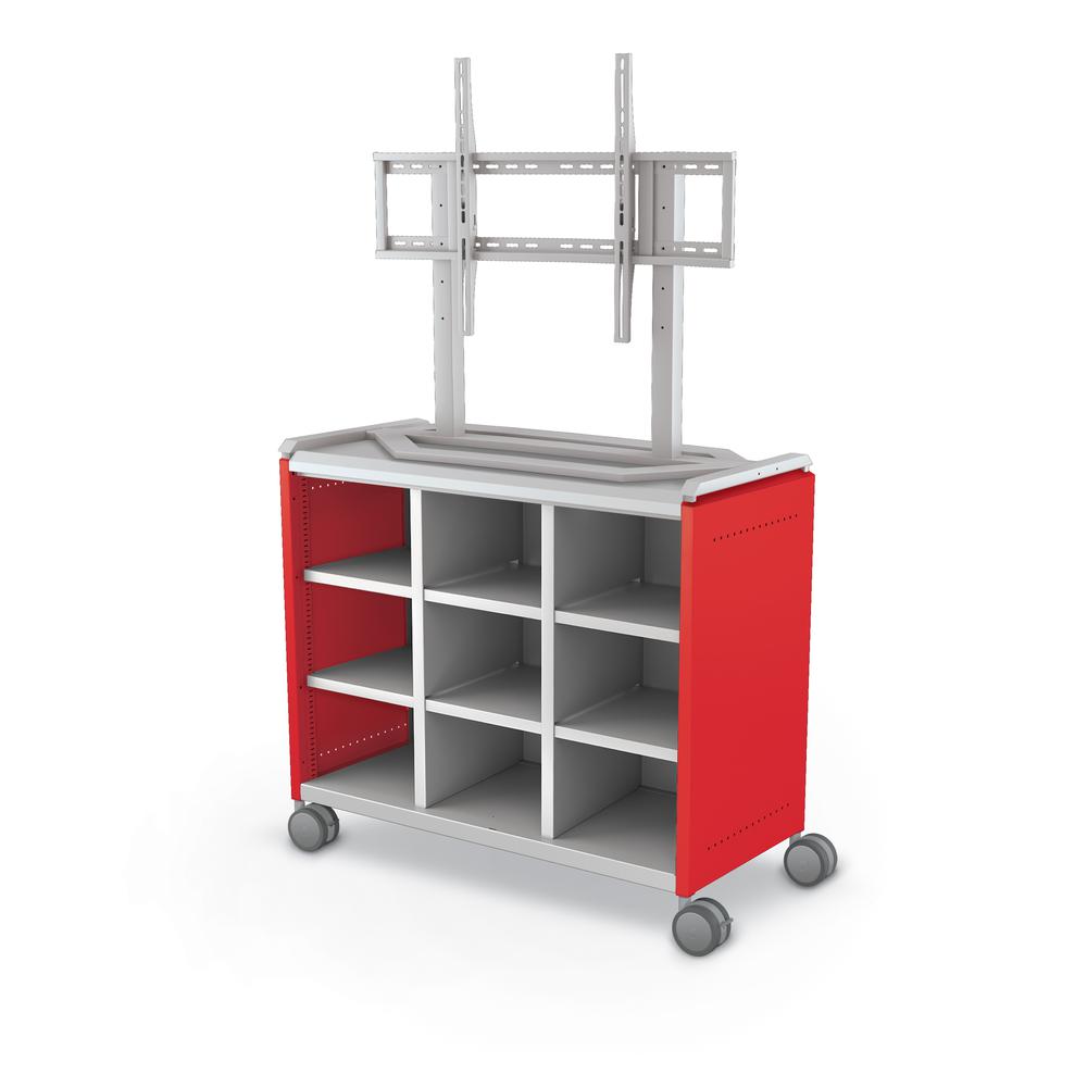 Compass Cabinet - Maxi H2 -Cubbies / Casters / TV Mount- Red. Picture 1