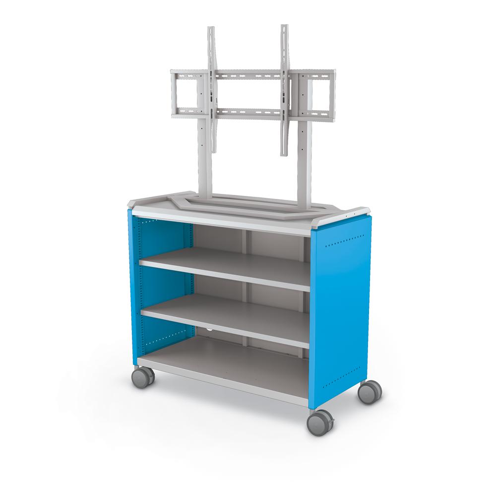 Compass Cabinet - Maxi H2 -Shelves / Casters / TV Mount - Blue. Picture 1