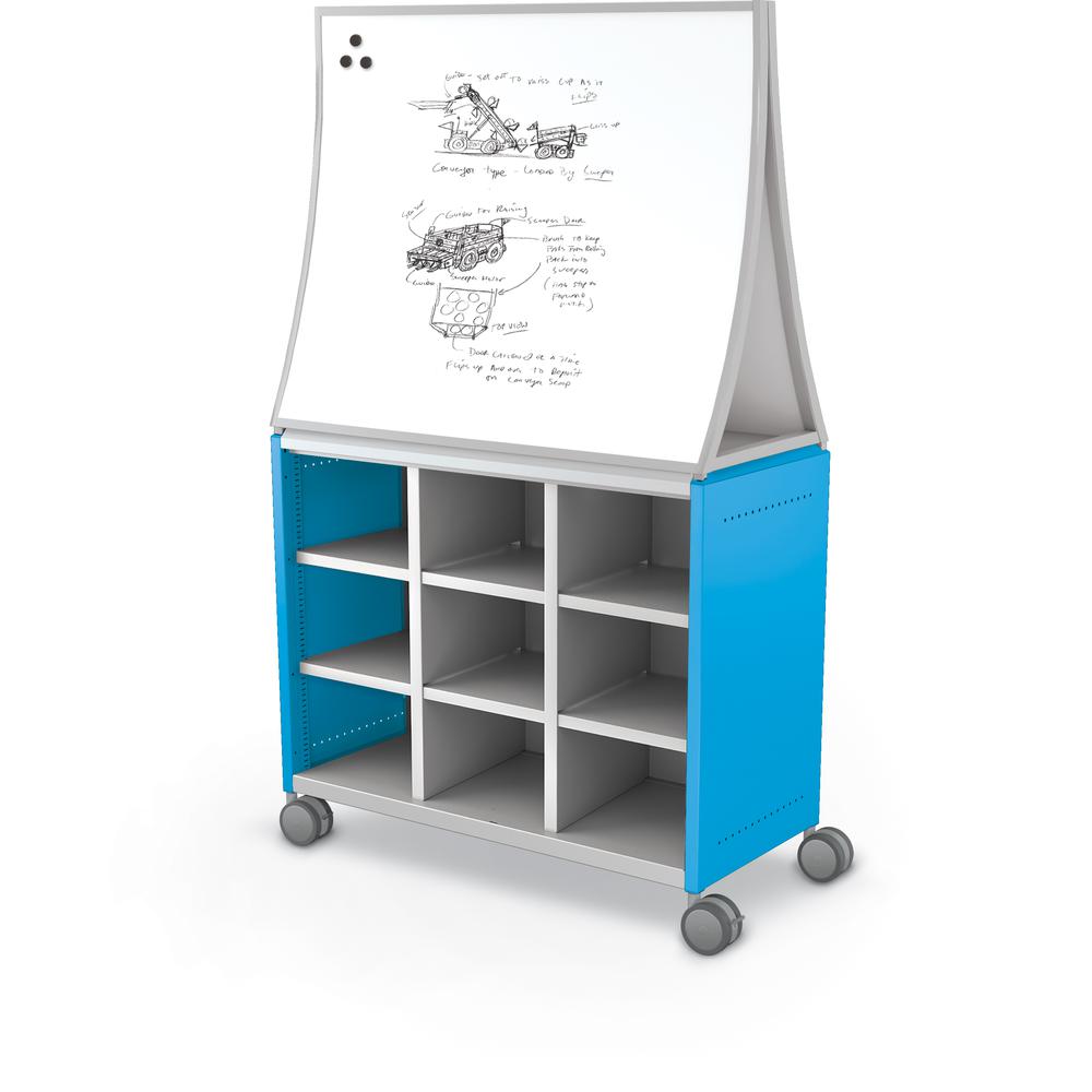 Compass Cabinet - Maxi H2 -Cubbies / Casters / Ogee Board - Blue. Picture 1