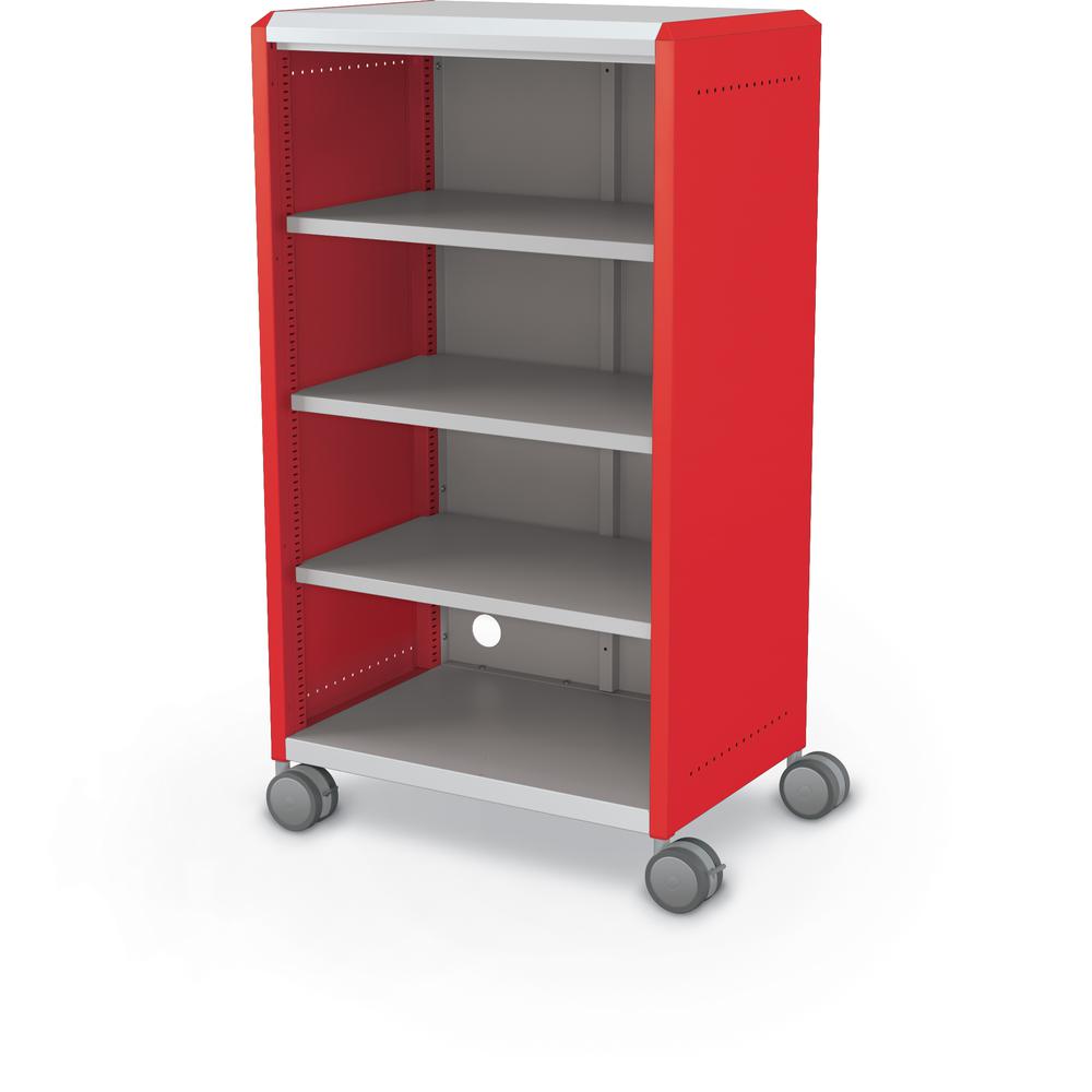 Compass Cabinet - Midi H3 -Shelves / Casters - Red. Picture 1