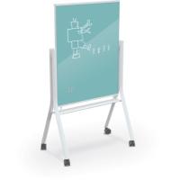 White Visionary Curve Mobile Glass Whiteboard - 3 X 4 - Light Blue. Picture 1