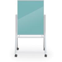 White Visionary Curve Mobile Glass Whiteboard - 3 X 4 - Light Blue. Picture 2