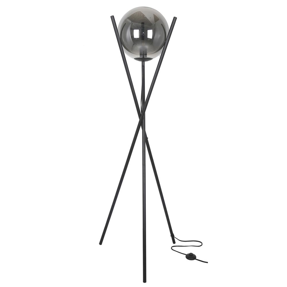 1 Light Incandescent Floor Lamp Matte Black Finish with Smoked Glass. Picture 2