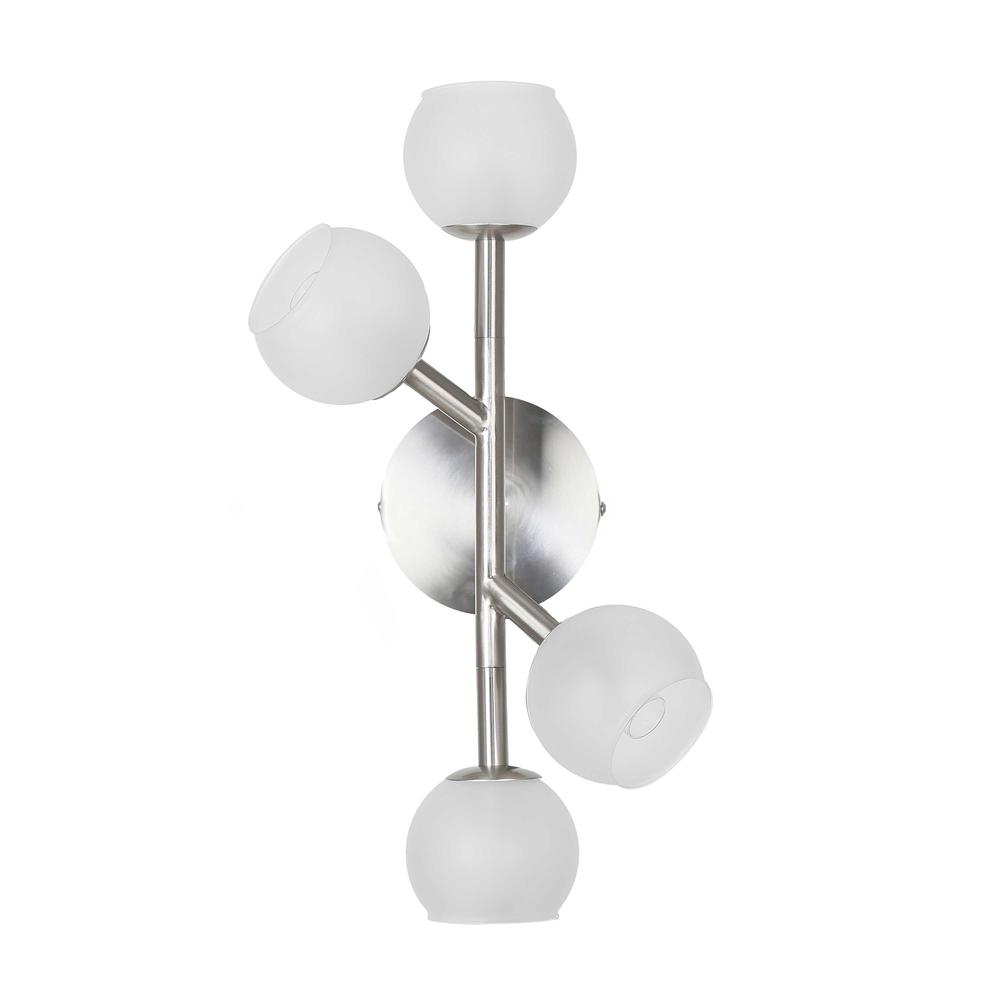 4 Light Halogen Wall Sconce Satin Chrome Finish with Frosted Glass. Picture 2