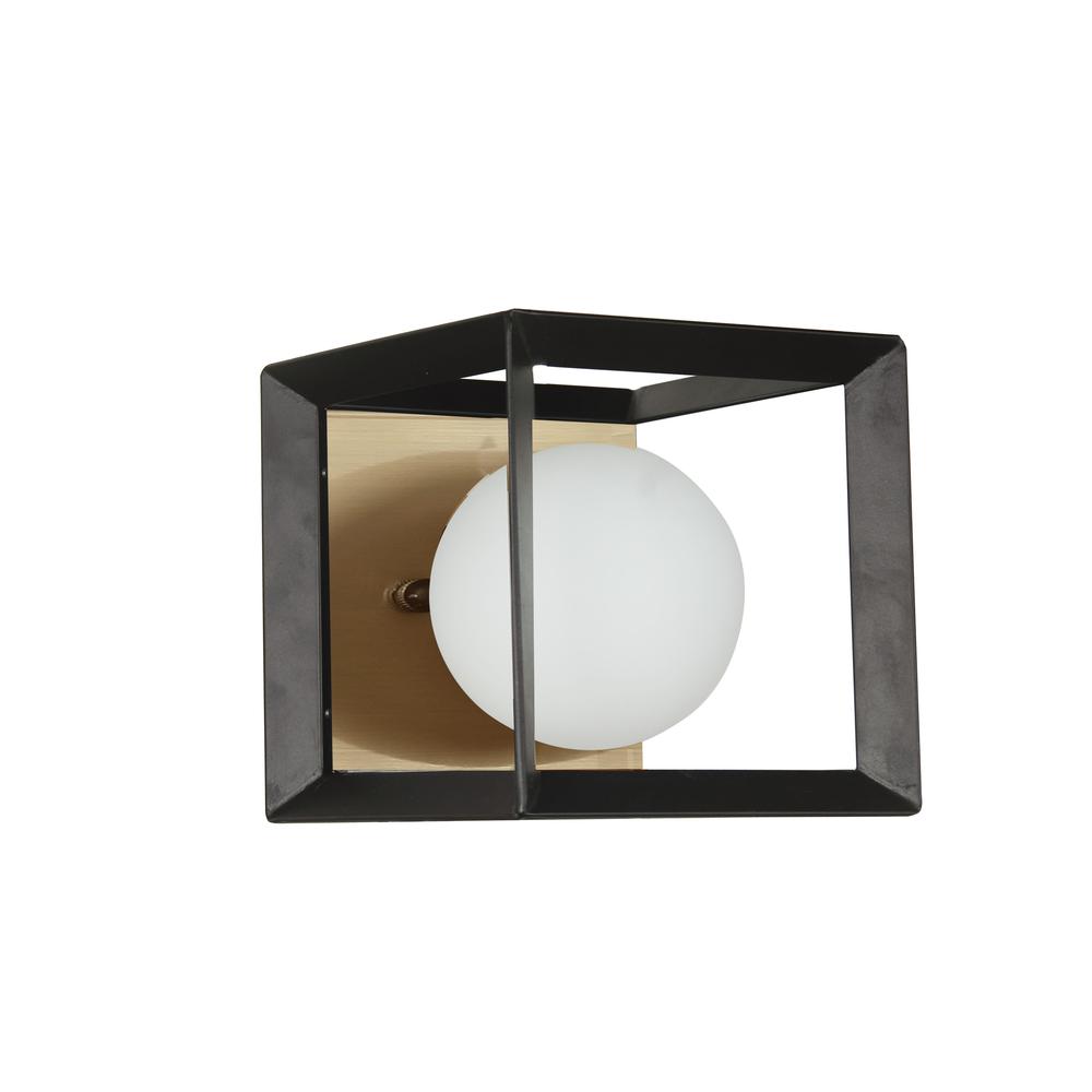 1 Light Halogen Wall Sconce Black and Aged Brass Finish. Picture 2