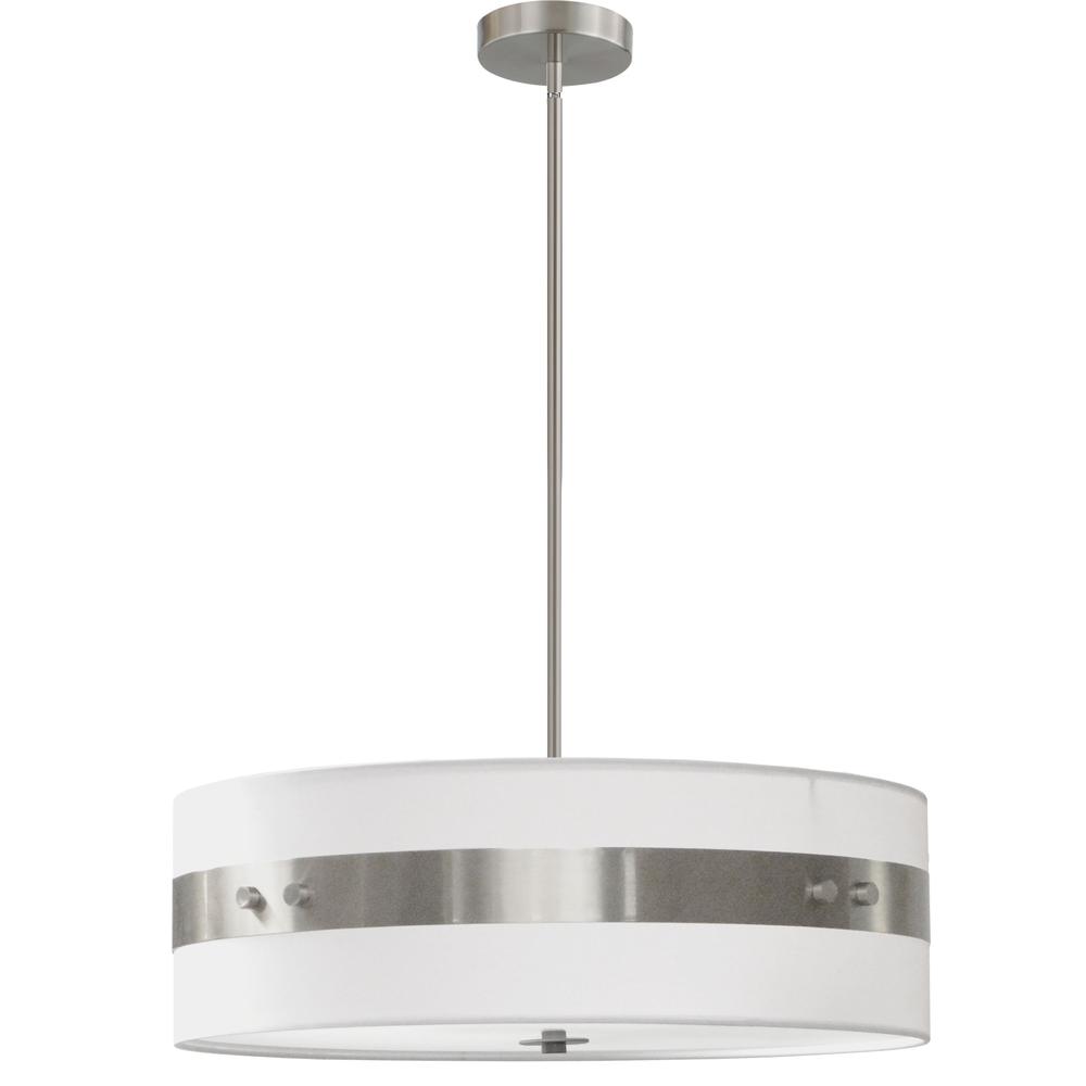 4 Light Incandescent Pendant Satin Chrome Finish with White Shade. Picture 2