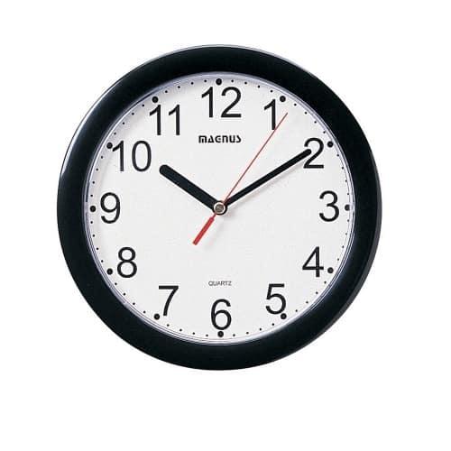 Round Wall Clock, Black, Plastic Face (24003-BK). Picture 1