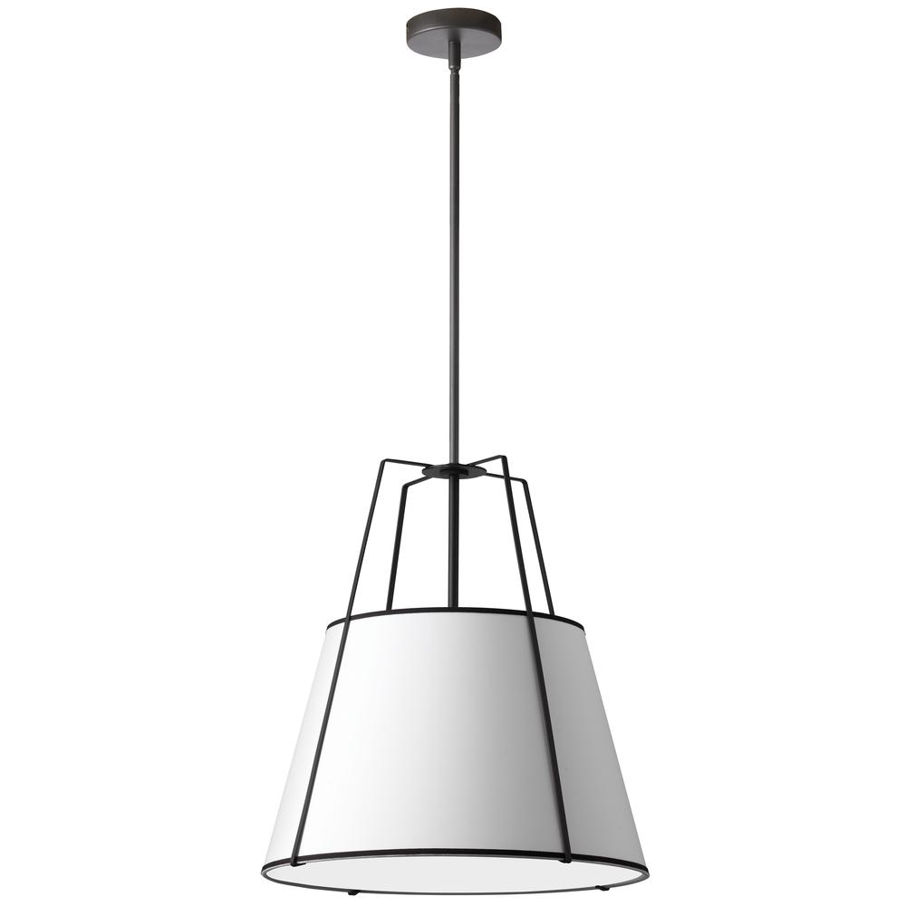1 Light Trapezoid Pendant Black White Shade with 790 Diffuser. Picture 1