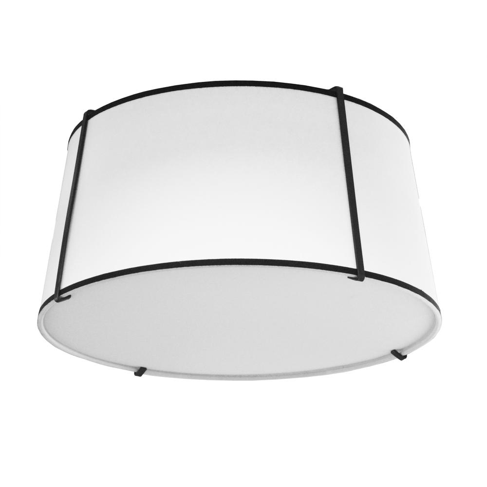 3 Light Trapezoid Flush Mount Black White Shade with 790 Diffuser. Picture 1