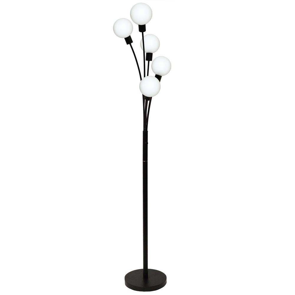 5 Light Incandescent Floor Lamp Black Finish with Smoked Glass. Picture 1