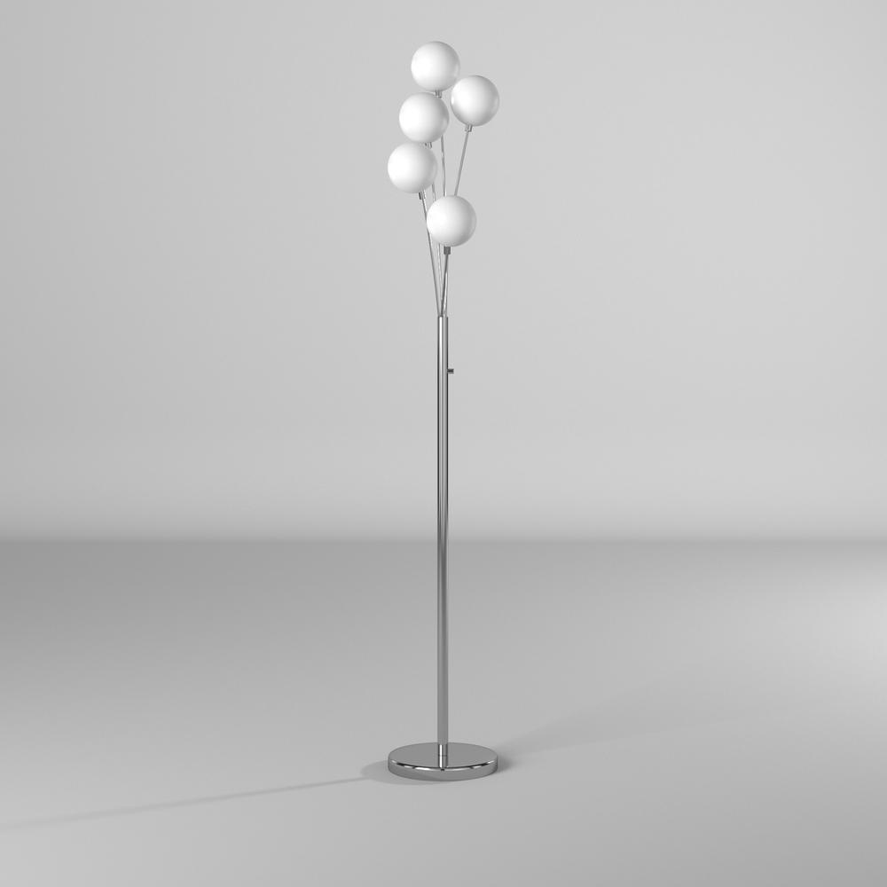 5LT Incandescent Floor Lamp, SC,White Glass. Picture 5