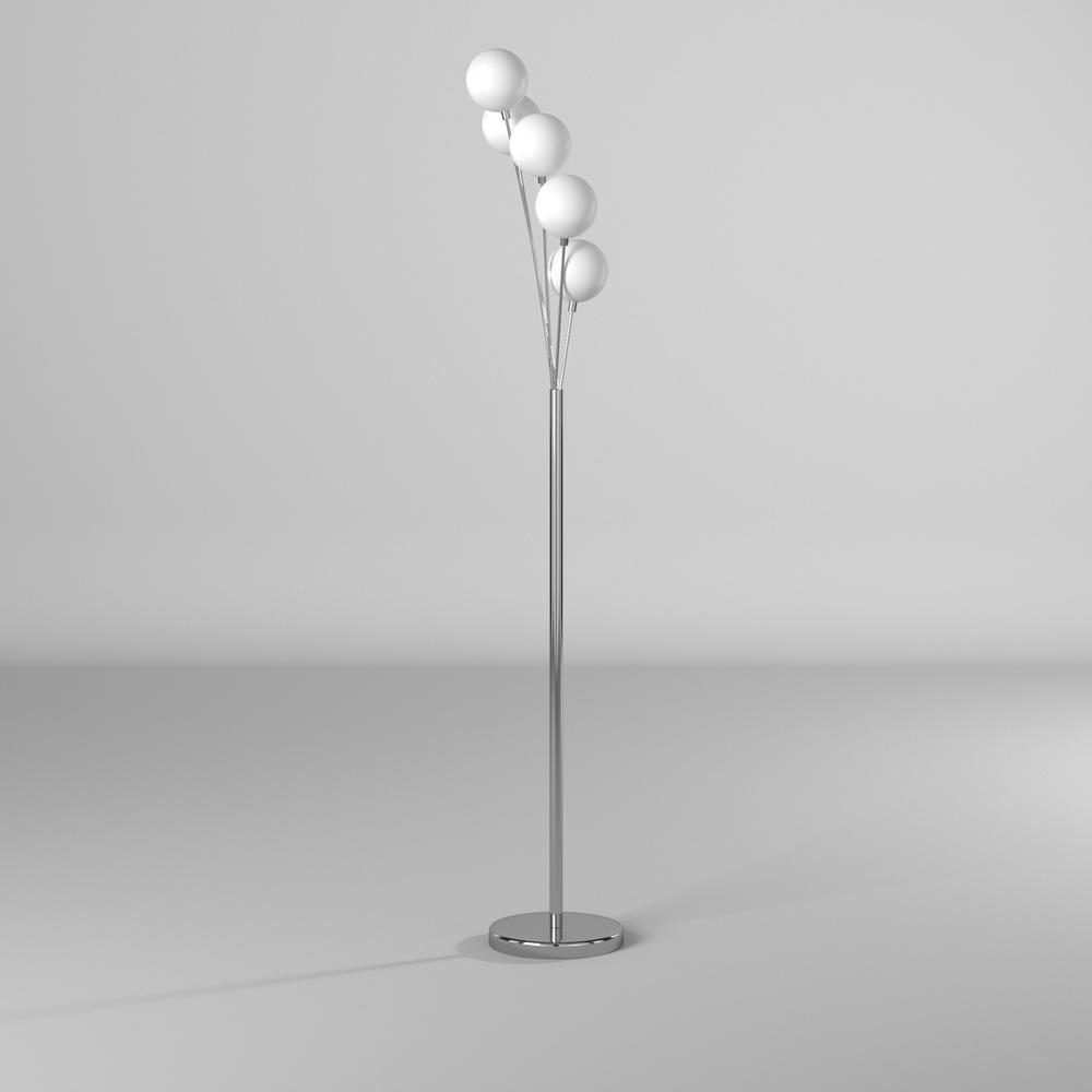 5LT Incandescent Floor Lamp, SC,White Glass. Picture 6