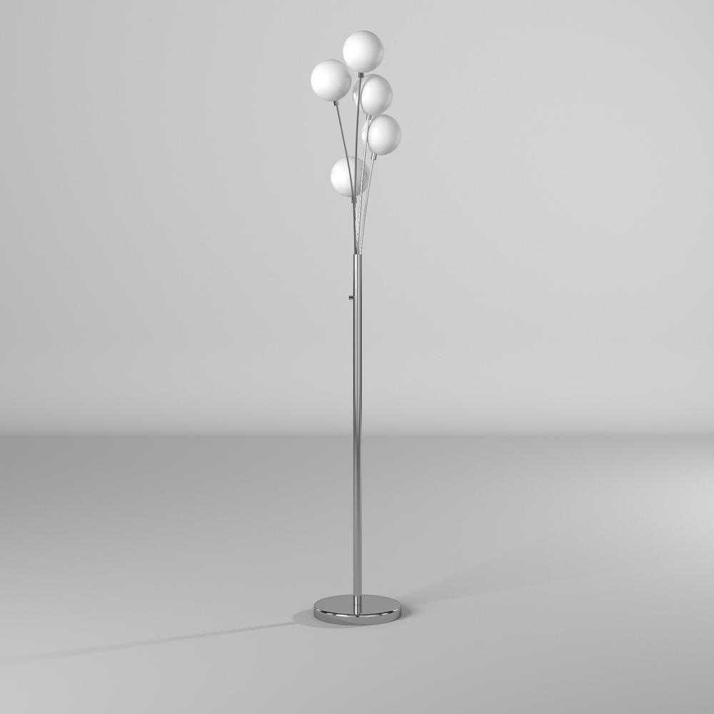 5LT Incandescent Floor Lamp, SC,White Glass. Picture 7