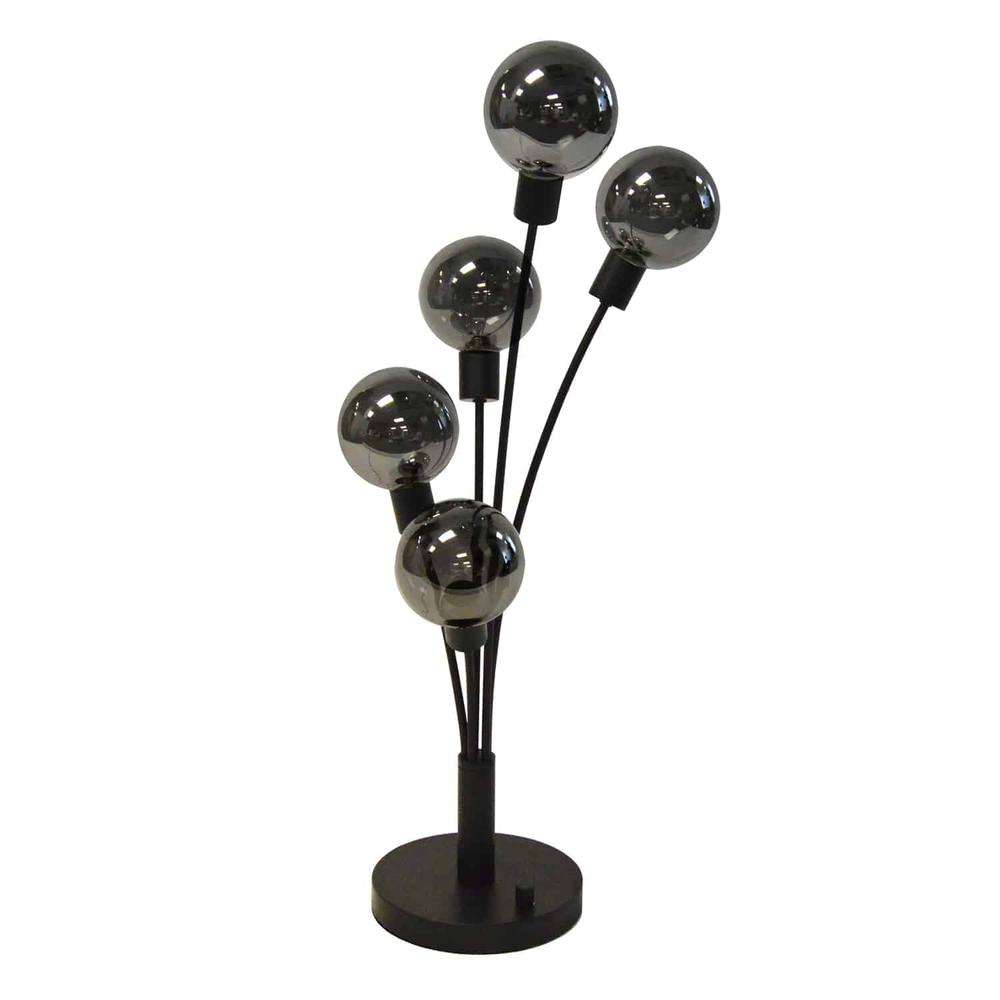 5 Light Incandescent Table Lamp Black Finish with Smoked Glass. Picture 2
