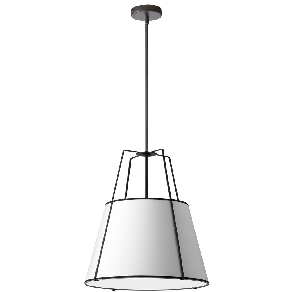 1 Light Trapezoid Pendant Black White Shade with 790 Diffuser. Picture 2