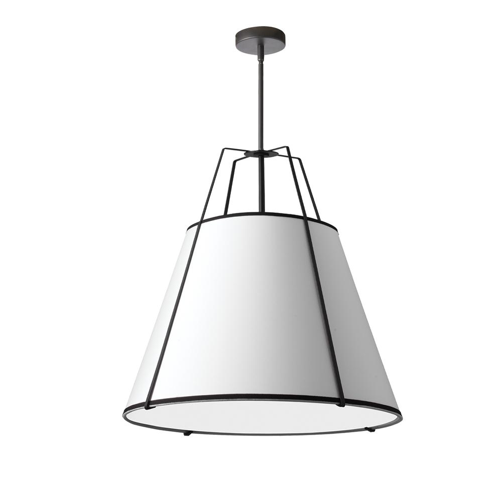 3 Light Trapezoid Pendant Black White Shade with 790 Diffuser. Picture 2