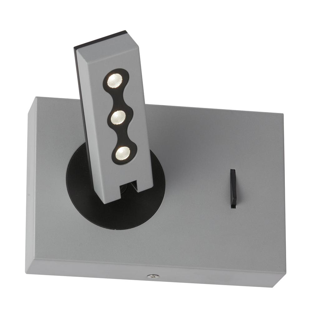 Wall Sconce w/LED Reading Lamp, Silver Finish. Picture 1