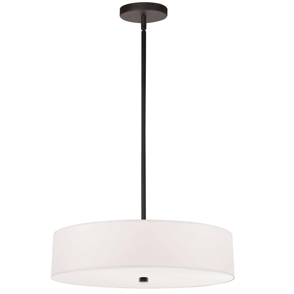 4 Light Incandescent Pendant, Matte Black with White Shade     (571-204P-MB-WH). Picture 1
