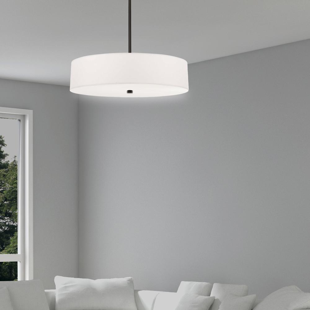 4 Light Incandescent Pendant, Matte Black with White Shade     (571-204P-MB-WH). Picture 2