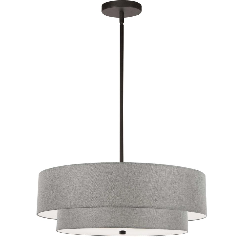4LT Incand 2 Tier Pendant, MB, GRY Shade. Picture 1
