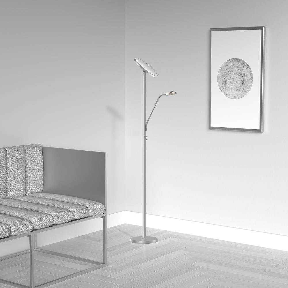 Mother & Son Floor Lamp, Satin Nickel Finish. Picture 2