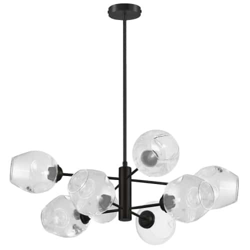8LT Chandelier, MB, Clear Glass. Picture 1