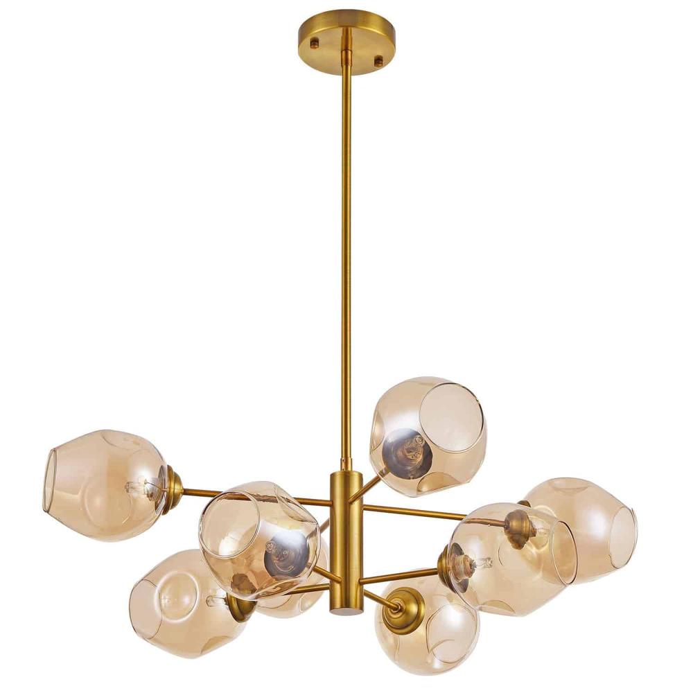8LT Halogen Chandelier, VB with Champagne Glass. Picture 1