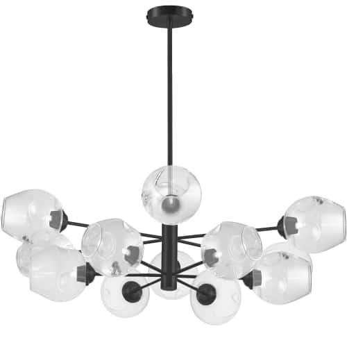 12LT Chandelier, MB, Clear Glass. Picture 1