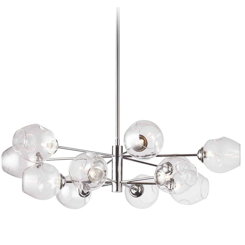 12LT Halogen Chandelier, PC with Clear Glass. Picture 1