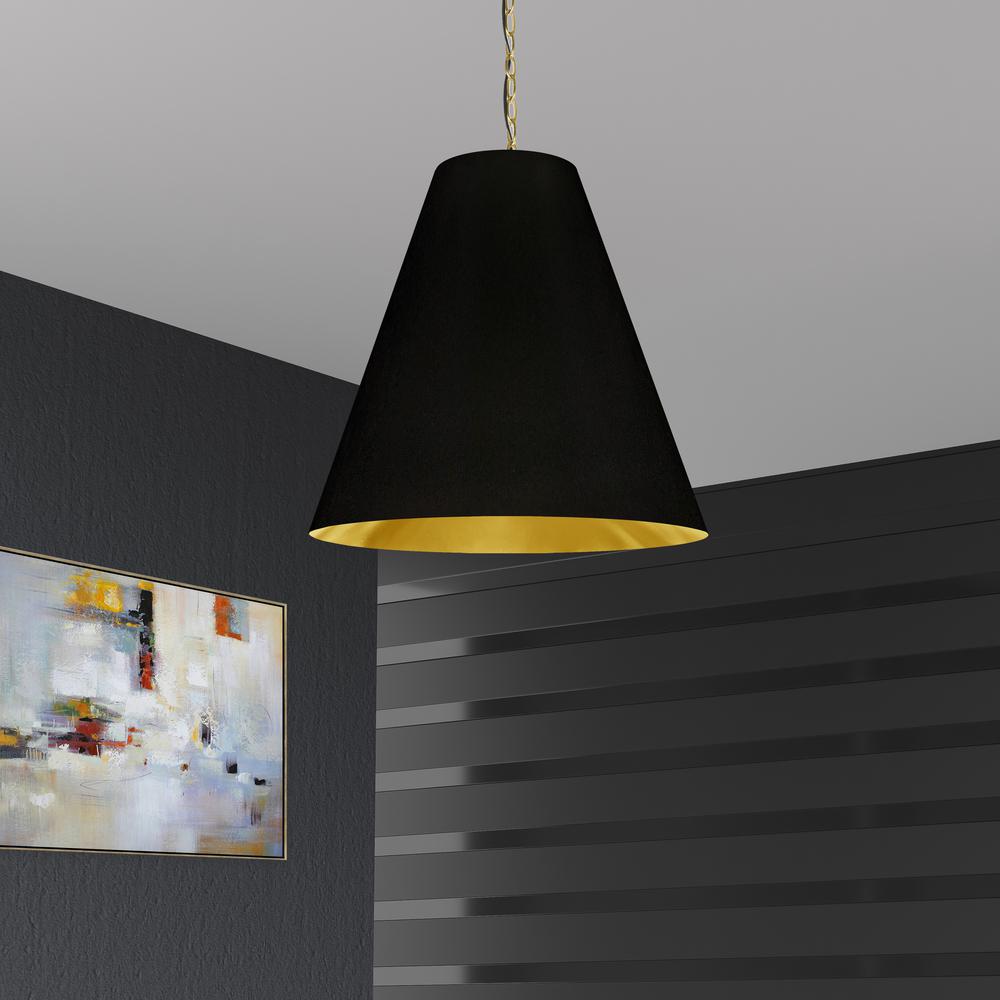 1LT Anaya Large Pendant,  AGB, BK/GLD Shade. Picture 2