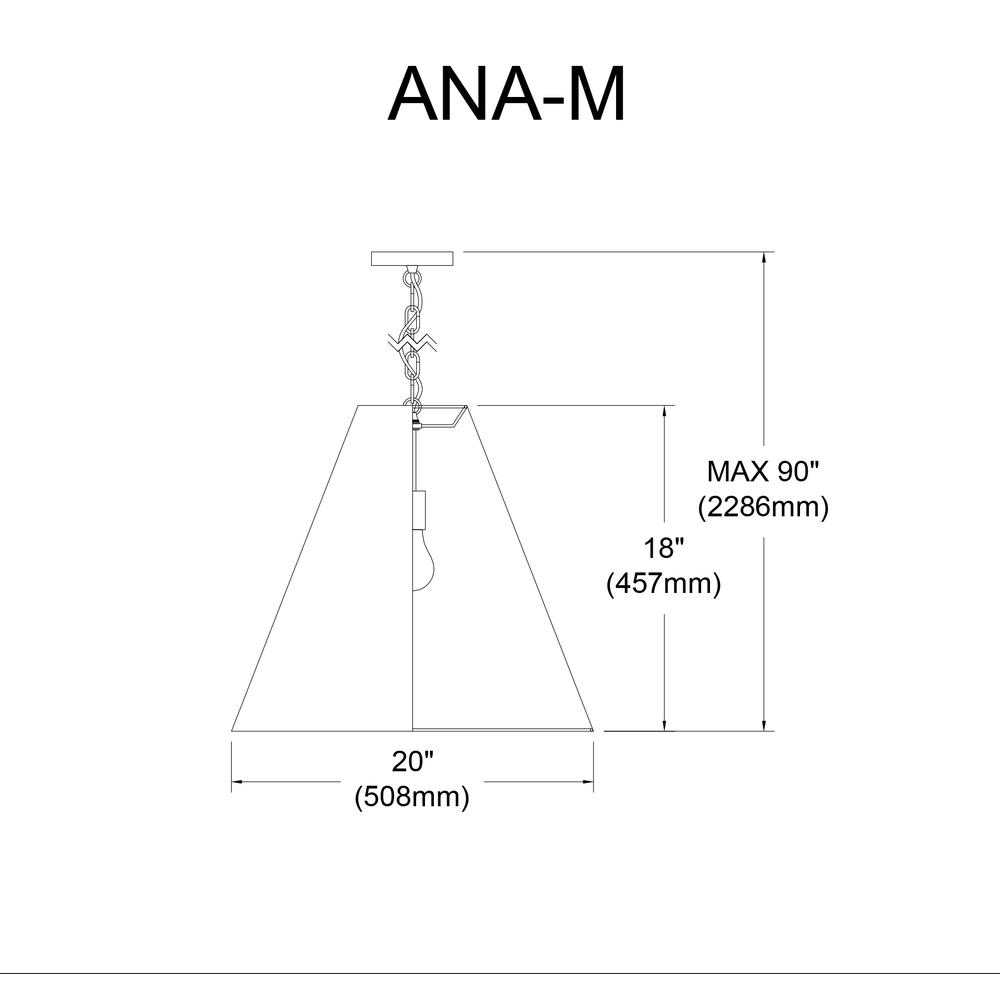 1LT Anaya Medium Pendant,  AGB, BK/GLD Shade. Picture 3
