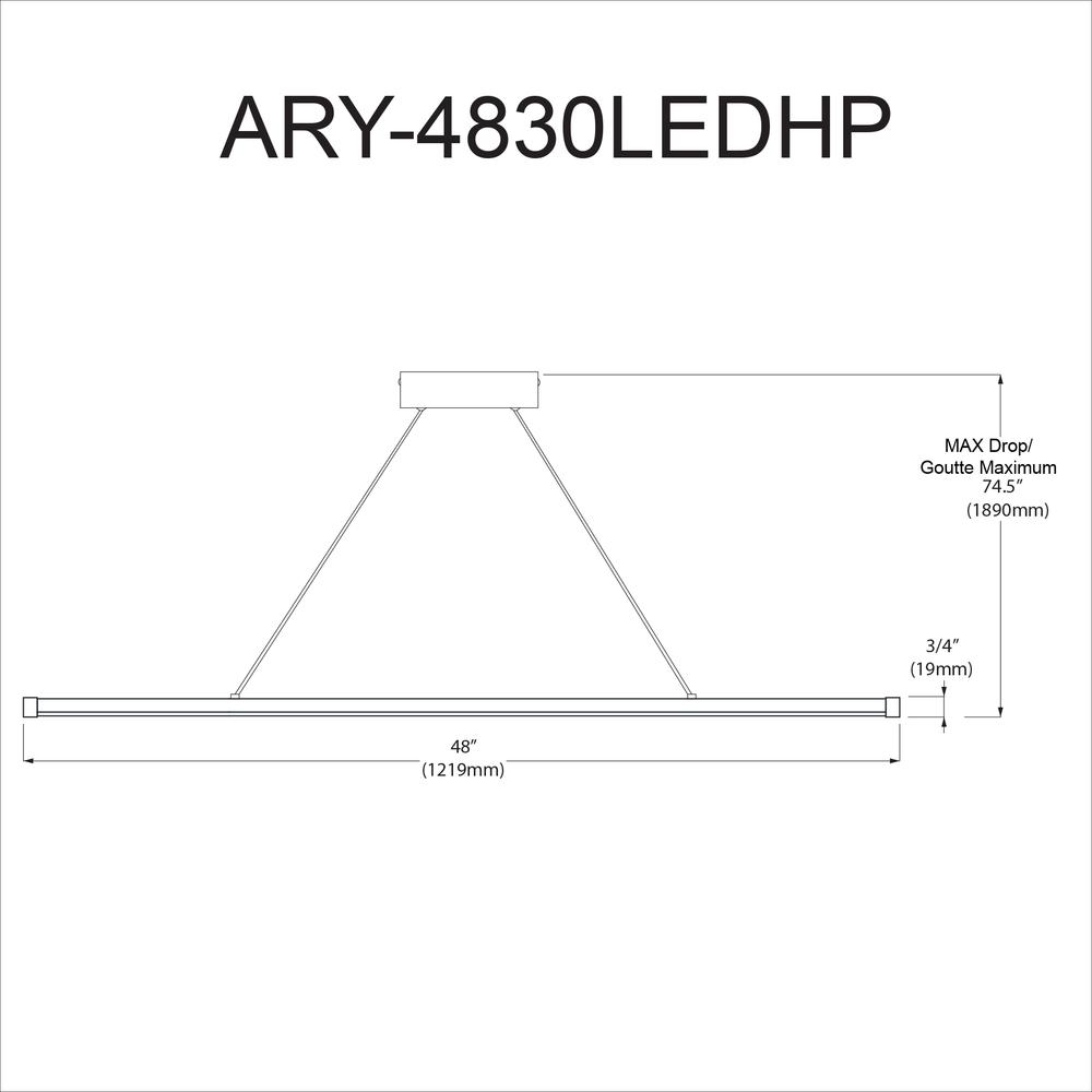 30W Horiz Pendant AGB, WH Acrylic Diffuser. Picture 3