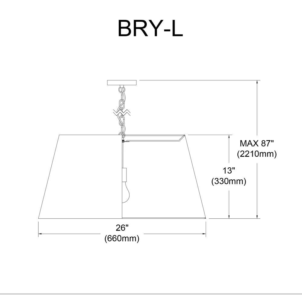 1LT Brynn Large Pendant, BLK Shade, Black. Picture 3