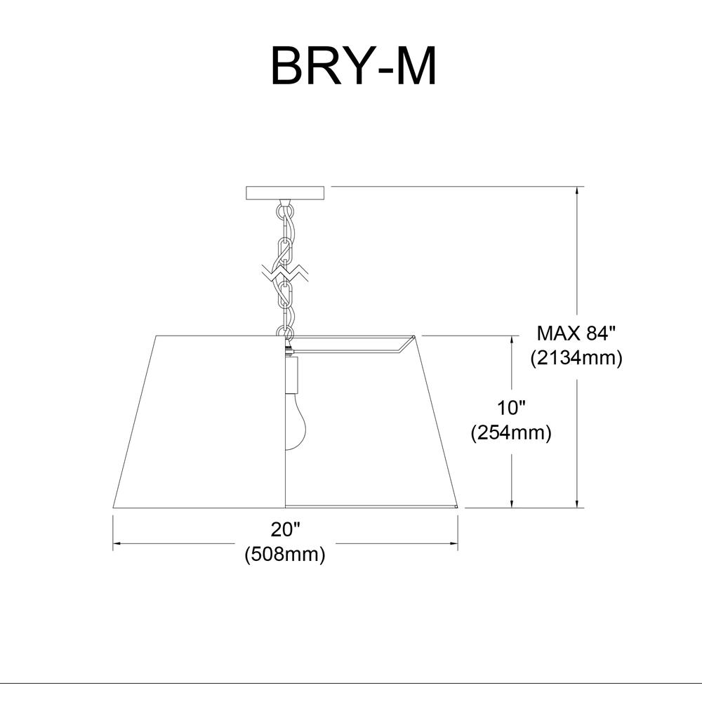1LT Brynn Medium Pendant, BLK/SV Shade, Black. Picture 3