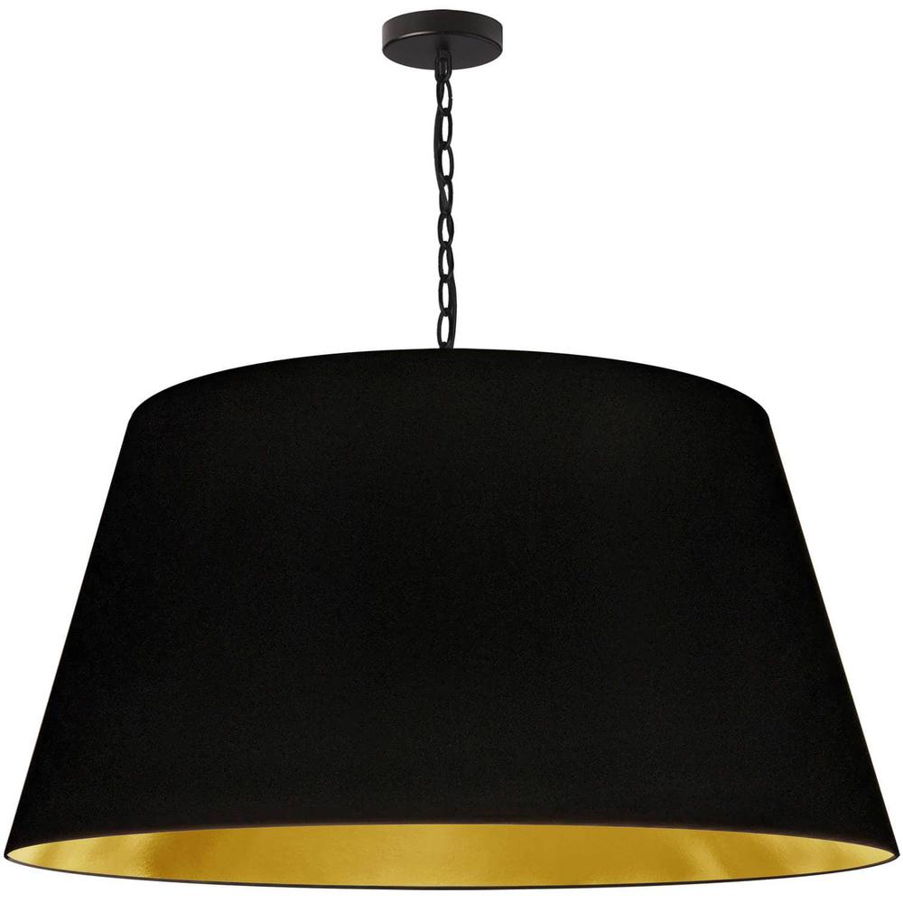 1LT Brynn X-Large Pendant, Blk/Gld Shade, Black. Picture 1