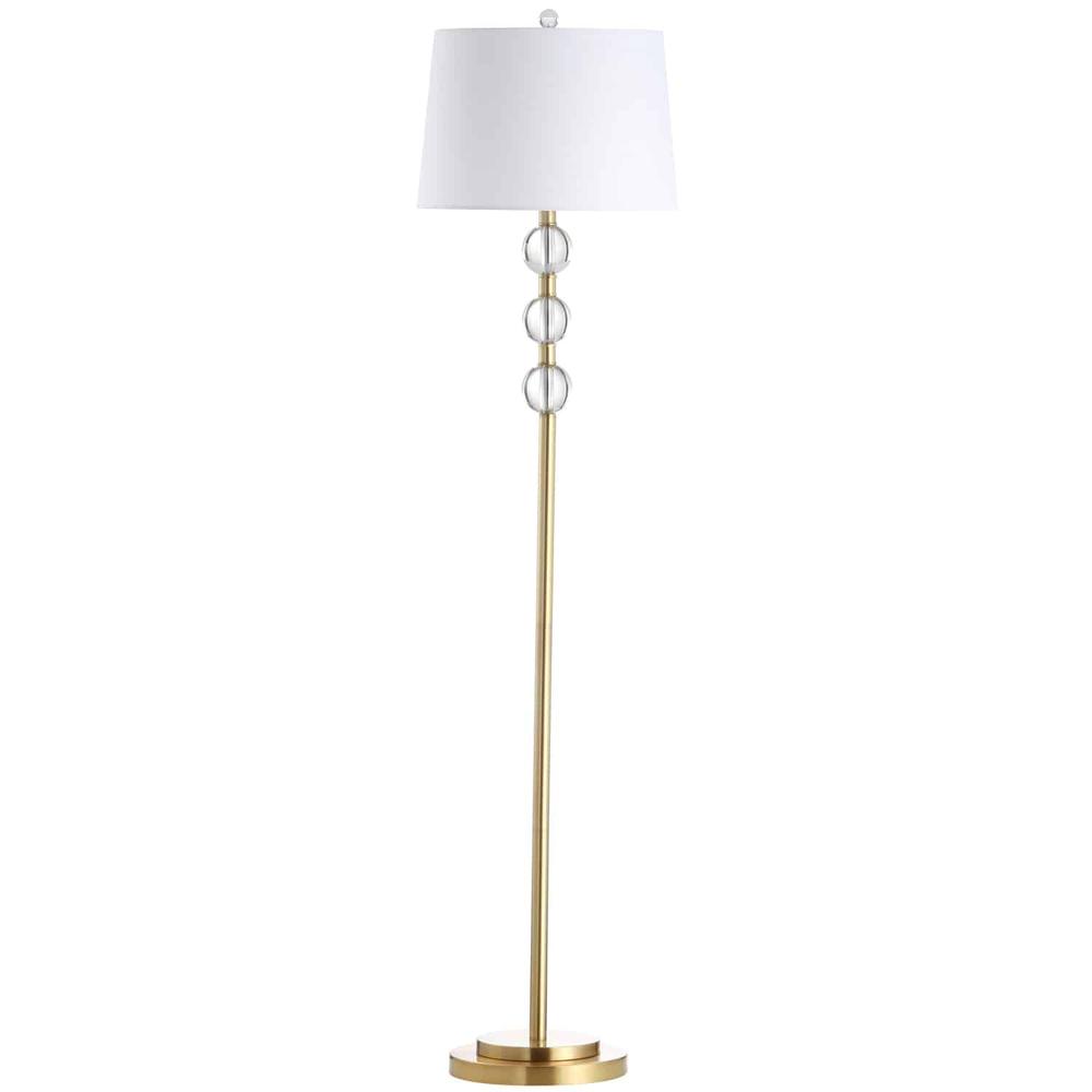 1LT Crystal Floor Lamp, AGB, White Shade. Picture 1