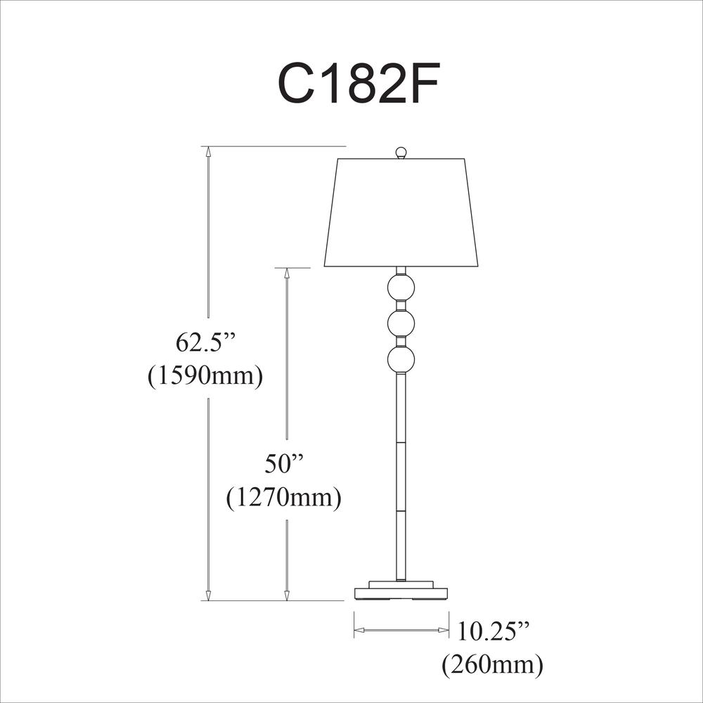1LT Crystal Floor Lamp, AGB, White Shade. Picture 3