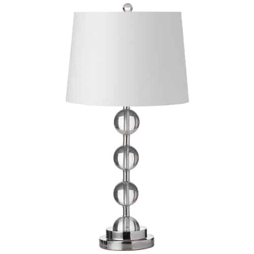 1 Light Incandescent Crystal Table Lamp Polished Chrome Finish with White Shade. Picture 1